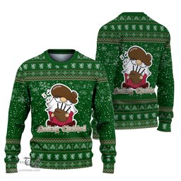 Scottish Seton Hunting Modern Clan Christmas Family Tartan Ugly Sweater with Funny Gnome Playing Bagpipes Scottish Plaid Tartan Plaid - ScotsTee - scotstee.com