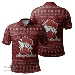 Scottish Binning Clan Christmas Family Tartan Polo Shirt with Funny Gnome Playing Bagpipes Scottish Plaid Tartan Plaid - ScotsTee - scotstee.com