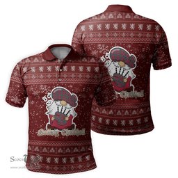 Scottish British Columbia Province Canada Clan Christmas Family Tartan Polo Shirt with Funny Gnome Playing Bagpipes Scottish Plaid Tartan Plaid - ScotsTee - scotstee.com
