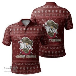 Scottish Buchanan Dress Clan Christmas Family Tartan Polo Shirt with Funny Gnome Playing Bagpipes Scottish Plaid Tartan Plaid - ScotsTee - scotstee.com