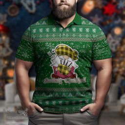 Scottish Barclay Dress Modern Clan Christmas Family Tartan Polo Shirt with Funny Gnome Playing Bagpipes Scottish Plaid Tartan Plaid - ScotsTee - scotstee.com