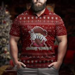 Scottish Dalzell (Dalziel) Clan Christmas Family Tartan Polo Shirt with Funny Gnome Playing Bagpipes Scottish Plaid Tartan Plaid - ScotsTee - scotstee.com