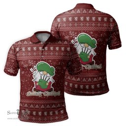 Scottish Currie Clan Christmas Family Tartan Polo Shirt with Funny Gnome Playing Bagpipes Scottish Plaid Tartan Plaid - ScotsTee - scotstee.com