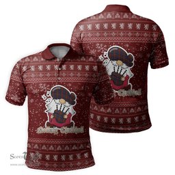 Scottish Crozier Clan Christmas Family Tartan Polo Shirt with Funny Gnome Playing Bagpipes Scottish Plaid Tartan Plaid - ScotsTee - scotstee.com