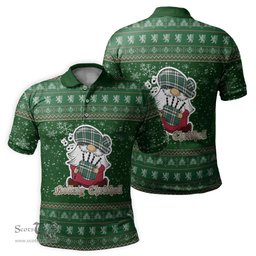 Scottish Cape Breton Island Canada Clan Christmas Family Tartan Polo Shirt with Funny Gnome Playing Bagpipes Scottish Plaid Tartan Plaid - ScotsTee - scotstee.com