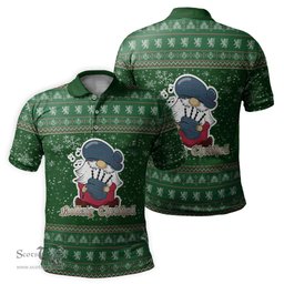 Scottish Douglas Modern Clan Christmas Family Tartan Polo Shirt with Funny Gnome Playing Bagpipes Scottish Plaid Tartan Plaid - ScotsTee - scotstee.com