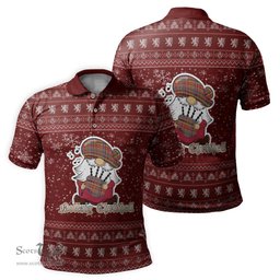 Scottish Drummond of Strathallan Modern Clan Christmas Family Tartan Polo Shirt with Funny Gnome Playing Bagpipes Scottish Plaid Tartan Plaid - ScotsTee - scotstee.com