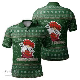 Scottish Darroch Clan Christmas Family Tartan Polo Shirt with Funny Gnome Playing Bagpipes Scottish Plaid Tartan Plaid - ScotsTee - scotstee.com