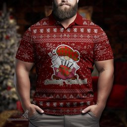 Scottish Darroch Clan Christmas Family Tartan Polo Shirt with Funny Gnome Playing Bagpipes Scottish Plaid Tartan Plaid - ScotsTee - scotstee.com