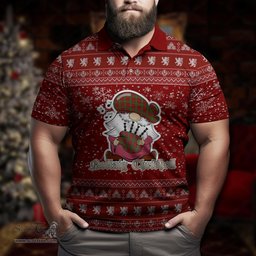 Scottish Dunbar Clan Christmas Family Tartan Polo Shirt with Funny Gnome Playing Bagpipes Scottish Plaid Tartan Plaid - ScotsTee - scotstee.com