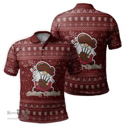 Scottish Fairlie Modern Clan Christmas Family Tartan Polo Shirt with Funny Gnome Playing Bagpipes Scottish Plaid Tartan Plaid - ScotsTee - scotstee.com