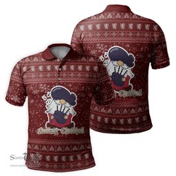 Scottish Elliot Clan Christmas Family Tartan Polo Shirt with Funny Gnome Playing Bagpipes Scottish Plaid Tartan Plaid - ScotsTee - scotstee.com