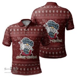 Scottish Clark Ancient Clan Christmas Family Tartan Polo Shirt with Funny Gnome Playing Bagpipes Scottish Plaid Tartan Plaid - ScotsTee - scotstee.com