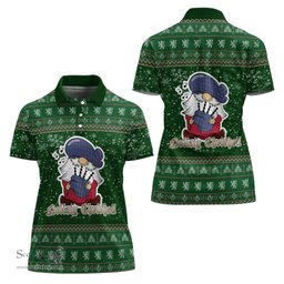 Scottish Cian Clan Christmas Family Tartan Polo Shirt with Funny Gnome Playing Bagpipes Scottish Plaid Tartan Plaid - ScotsTee - scotstee.com