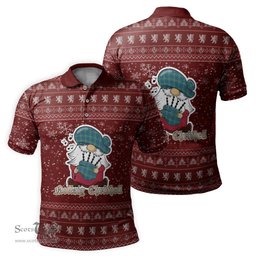 Scottish Hamilton Hunting Ancient Clan Christmas Family Tartan Polo Shirt with Funny Gnome Playing Bagpipes Scottish Plaid Tartan Plaid - ScotsTee - scotstee.com
