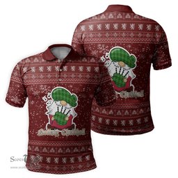 Scottish Galloway Clan Christmas Family Tartan Polo Shirt with Funny Gnome Playing Bagpipes Scottish Plaid Tartan Plaid - ScotsTee - scotstee.com