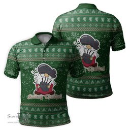 Scottish Hyndman Clan Christmas Family Tartan Polo Shirt with Funny Gnome Playing Bagpipes Scottish Plaid Tartan Plaid - ScotsTee - scotstee.com