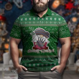Scottish MacBeth Clan Christmas Family Tartan Polo Shirt with Funny Gnome Playing Bagpipes Scottish Plaid Tartan Plaid - ScotsTee - scotstee.com