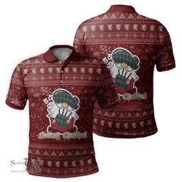 Scottish MacDowall Clan Christmas Family Tartan Polo Shirt with Funny Gnome Playing Bagpipes Scottish Plaid Tartan Plaid - ScotsTee - scotstee.com