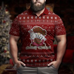 Scottish Kerr Clan Christmas Family Tartan Polo Shirt with Funny Gnome Playing Bagpipes Scottish Plaid Tartan Plaid - ScotsTee - scotstee.com