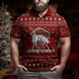 Scottish Fullerton Clan Christmas Family Tartan Polo Shirt with Funny Gnome Playing Bagpipes Scottish Plaid Tartan Plaid - ScotsTee - scotstee.com