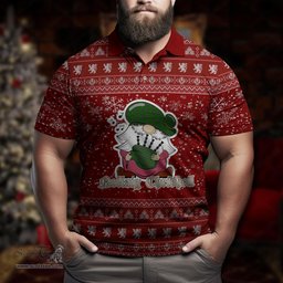 Scottish MacAlpin Modern Clan Christmas Family Tartan Polo Shirt with Funny Gnome Playing Bagpipes Scottish Plaid Tartan Plaid - ScotsTee - scotstee.com