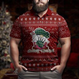 Scottish Learmonth Clan Christmas Family Tartan Polo Shirt with Funny Gnome Playing Bagpipes Scottish Plaid Tartan Plaid - ScotsTee - scotstee.com