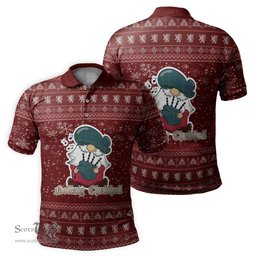 Scottish Lockhart Clan Christmas Family Tartan Polo Shirt with Funny Gnome Playing Bagpipes Scottish Plaid Tartan Plaid - ScotsTee - scotstee.com