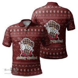 Scottish Lindsay Dress Red Clan Christmas Family Tartan Polo Shirt with Funny Gnome Playing Bagpipes Scottish Plaid Tartan Plaid - ScotsTee - scotstee.com