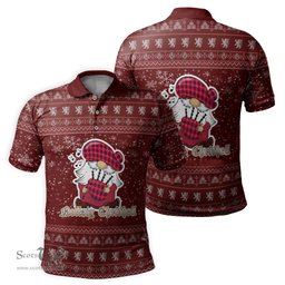 Scottish Hamilton Modern Clan Christmas Family Tartan Polo Shirt with Funny Gnome Playing Bagpipes Scottish Plaid Tartan Plaid - ScotsTee - scotstee.com