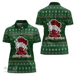 Scottish Hogg Clan Christmas Family Tartan Polo Shirt with Funny Gnome Playing Bagpipes Scottish Plaid Tartan Plaid - ScotsTee - scotstee.com