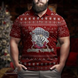 Scottish Hannay Modern Clan Christmas Family Tartan Polo Shirt with Funny Gnome Playing Bagpipes Scottish Plaid Tartan Plaid - ScotsTee - scotstee.com