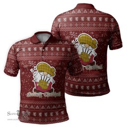 Scottish Houston Clan Christmas Family Tartan Polo Shirt with Funny Gnome Playing Bagpipes Scottish Plaid Tartan Plaid - ScotsTee - scotstee.com