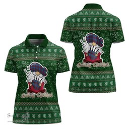 Scottish Frame Clan Christmas Family Tartan Polo Shirt with Funny Gnome Playing Bagpipes Scottish Plaid Tartan Plaid - ScotsTee - scotstee.com