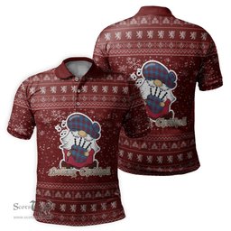 Scottish Frame Clan Christmas Family Tartan Polo Shirt with Funny Gnome Playing Bagpipes Scottish Plaid Tartan Plaid - ScotsTee - scotstee.com