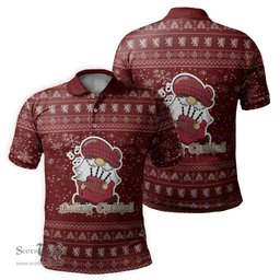 Scottish Lumsden Modern Clan Christmas Family Tartan Polo Shirt with Funny Gnome Playing Bagpipes Scottish Plaid Tartan Plaid - ScotsTee - scotstee.com