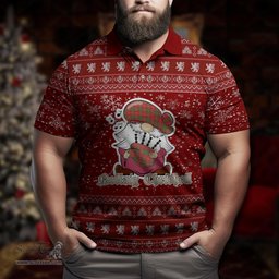Scottish Hay Modern Clan Christmas Family Tartan Polo Shirt with Funny Gnome Playing Bagpipes Scottish Plaid Tartan Plaid - ScotsTee - scotstee.com