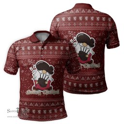 Scottish Laois County Ireland Clan Christmas Family Tartan Polo Shirt with Funny Gnome Playing Bagpipes Scottish Plaid Tartan Plaid - ScotsTee - scotstee.com