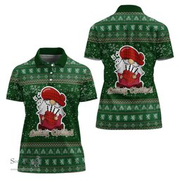 Scottish MacDonell of Keppoch Modern Clan Christmas Family Tartan Polo Shirt with Funny Gnome Playing Bagpipes Scottish Plaid Tartan Plaid - ScotsTee - scotstee.com