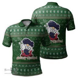 Scottish MacKay Blue Modern Clan Christmas Family Tartan Polo Shirt with Funny Gnome Playing Bagpipes Scottish Plaid Tartan Plaid - ScotsTee - scotstee.com