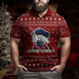 Scottish MacKay Blue Modern Clan Christmas Family Tartan Polo Shirt with Funny Gnome Playing Bagpipes Scottish Plaid Tartan Plaid - ScotsTee - scotstee.com
