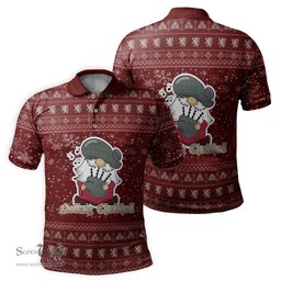 Scottish MacFarlane Hunting Ancient Clan Christmas Family Tartan Polo Shirt with Funny Gnome Playing Bagpipes Scottish Plaid Tartan Plaid - ScotsTee - scotstee.com
