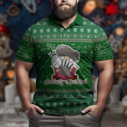 Scottish MacIntyre Ancient Clan Christmas Family Tartan Polo Shirt with Funny Gnome Playing Bagpipes Scottish Plaid Tartan Plaid - ScotsTee - scotstee.com