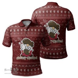 Scottish MacGillivray Hunting Clan Christmas Family Tartan Polo Shirt with Funny Gnome Playing Bagpipes Scottish Plaid Tartan Plaid - ScotsTee - scotstee.com