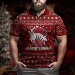 Scottish MacGillivray Modern Clan Christmas Family Tartan Polo Shirt with Funny Gnome Playing Bagpipes Scottish Plaid Tartan Plaid - ScotsTee - scotstee.com