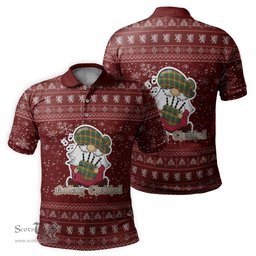 Scottish MacMillan Old Ancient Clan Christmas Family Tartan Polo Shirt with Funny Gnome Playing Bagpipes Scottish Plaid Tartan Plaid - ScotsTee - scotstee.com