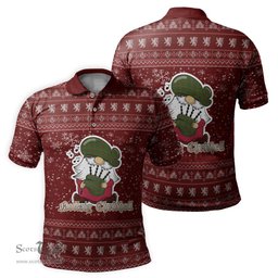 Scottish MacKinnon Hunting Modern Clan Christmas Family Tartan Polo Shirt with Funny Gnome Playing Bagpipes Scottish Plaid Tartan Plaid - ScotsTee - scotstee.com