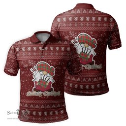 Scottish MacLean of Duart Modern Clan Christmas Family Tartan Polo Shirt with Funny Gnome Playing Bagpipes Scottish Plaid Tartan Plaid - ScotsTee - scotstee.com
