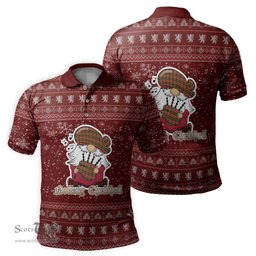 Scottish MacLachlan Hunting Modern Clan Christmas Family Tartan Polo Shirt with Funny Gnome Playing Bagpipes Scottish Plaid Tartan Plaid - ScotsTee - scotstee.com