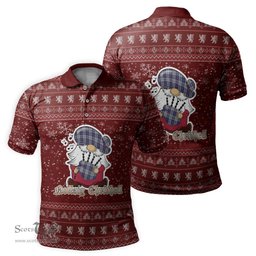 Scottish MacPherson Dress Blue Clan Christmas Family Tartan Polo Shirt with Funny Gnome Playing Bagpipes Scottish Plaid Tartan Plaid - ScotsTee - scotstee.com